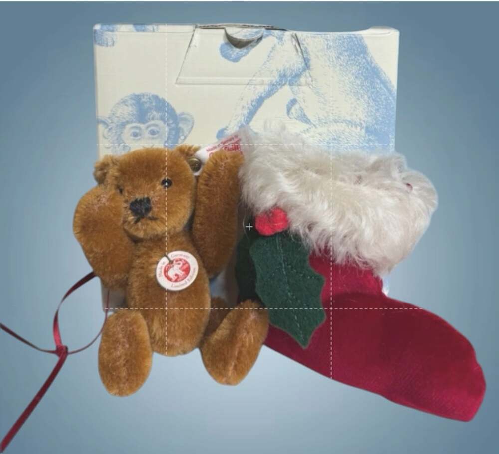 Steiff Teddy Bear Stocking Ornament 2003 Limited Edition Mohair Germany  COA Box